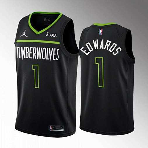 Men%27s Minnesota Timberwolves #1 Anthony Edwards Black City Stitched Jersey Dzhi->minnesota timberwolves->NBA Jersey